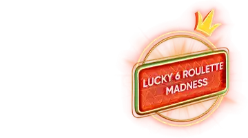 Значок с надписью Lucky 6 Roulette Madness, символизирующий промоакцию рулетки в Онлайн-казино Шот.
